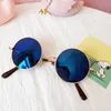 古典的なサングラスガールカラフルな鏡の子供たち日焼け止めメガネメタルフレームキッズ旅行ショッピング眼鏡9色