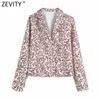 Zevity Women Vintage Leopard Print Business Smock Blus Kvinna Roll Upp Ärm Kimono Shirts Chic Casual Blusas Tops LS7663 210603
