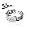 Jinao 2021 Alloy Cuban Chain Design Ring med Rektangulär Zircon Högkvalitativ personlighet Iced Out AAA + CZ Smycken