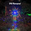 Cords 200 LED Solar Fireworks Light Strings Dandelion extérieure IP65 étanche étanche Flash String 8 Modes Remote Contrôle Garden Paysage