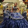 puffy navy blue quinceanera dresses