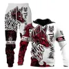 Cool 3D Wolf Printed Hoodies + Pants 2pc Set Fashion Men's Lion Tracksuit Casual Pullovers Men's Clothing Streetwear Suit G1217