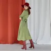 Sıradan Elbiseler Vintage Sonbahar Elbise Kadınlar Bow Lace Up Uzun Kollu Ofis Zarif Moda Fransız Tarzı Mi Party 2022 Giysiler