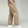 Summer Men's High Waist Pant Elastic Plus Size Clothing 6XL Cargo Pant Men Many Pockets Loose Work Pants Male Straight Trousers H1223