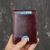 Homens Genuine Leather RFID anti-roubo antimagnético furto fácil carregar cartas bolsa de dinheiro wallet