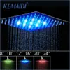 KEMAIDI 4"6"8"10"12" Bathroom Rain Shower Head High Pressure LED Light Shower Head Chuveiro Do Banheiro Without Arm 210724