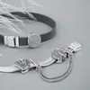 925 Charme d'argent Charme ronde Clip chaîne de sécurité au coeur pour bracelet Pandora Femmes bijoux Cadeau de mode