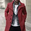 Men's Trench Coats 2022 Woolen Coat Autumn And Winter Men Leisure Long Mens Casual Fashion Plaid Jacket Overcoat Viol22