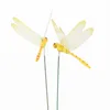 50pcs/lot 8CM Artificial Dragonfly Garden Decoration Outdoor 3D Simulation Dragonfly Stakes Yard Plant Lawn Decor Stick WLY BH4695