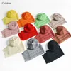 Mode Baby Mädchen Jungen Hut Schal Set Winter Warme Kinder Baskenmütze Hut Kappe Wollgarn Gestrickte Hüte Schal Kinder Zwei stück Set 210713