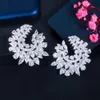 Zarte Kubikzircon Luxus Geometrie Blume Große Hochzeit Ohrring für Frauen Verlobung Party Braut Schmuck Geschenk CZ881 210714