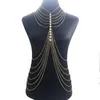 Andra sexiga kvinnor Imitation Pearl Cross Metal Body Chain Bikini Belly Harness Halsbandsmycken Tillbehör