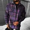 Męskie Kurtki Mężczyźni 2021 Wiosna Moda Casual Turn-Down Collar Button Vintage Plaid Drukuj Topy Płaszcze Mężczyzna Luźna Kurtka Streetwear