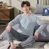 Primavera coreano manica lunga pigiama set per uomo cotone pigiameria tuta da notte maschile loungewear pigiama homewear vestiti per la casa 210901