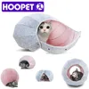 Hoopet猫の巣の冬の暖かい閉じた深い睡眠のベッドクッションフォーシーズン一般ザトンネルDIYハウスペット用品210722
