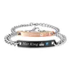 Bracciali a catena a maglie per coppie in lega di acciaio inossidabile Europa Oro rosa Nero His Queen Her King Stampa Lovers Bracciale rigido per il regalo di San Valentino