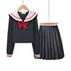 Ensembles de vêtements Style japonais Sailor JK Costumes avec jupe Uniforme d'écolière Noir Uniformes de lycée Vêtements d'étudiant Anime Cosplay Seifuku