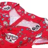 OTEN Halloween Sommer Skaterkleid elegante Vintage Red Sugar Skulls Blumendruck 50er Jahre Rockabilly Abend Party Plus Size Kleider 21313R