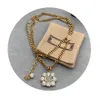 Блестящий бриллиант длинные подвесные ожерелья с двойным буквами -свитером ожерелье Женские подвески с подарочной коробкой259U