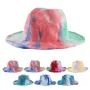 Tie-Dye Fedora Hoeden Wollen Brede Brim Cap Warmte Opvouwbare Mannen Zijde Hoed Dames Jazz Caps Mode Herfst en Winter Stijl WMQ1241