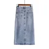 Realeft New Summer Long Denim Jupe Femmes Vintage High Wasit Jeans Jupe avec ceinture droite A-ligne Jupe crayon Femme 210303