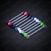 Acrylic Industrial Barbell Cartilage Earrings Piercing Long Ear Stud Ring Bar Tragus Helix Women Colourful Jewelry 38mm