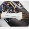 Black and white texture punk cotton adjustable arm guard gloves show party H08181370498