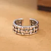 Retro Hollow Open Adjustable Rings Ancient Silver Knit Weave Cross Ring Band Finger Women Men Fashion Jewelry Will and Sandy