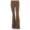 Women Vintage Pants Hippie Low Waist Bell Bottoms Ladies Stretch Flare Trousers Solid Color Summer Fashion Flares 211006