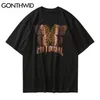 T-shirt Casual Harajuku Hip Hop Uomo T-shirt a maniche corte leopardata gotica in cotone Streetwear Magliette larghe 210602