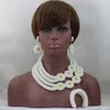 Ohrringe Halskette Mode reine weiße Perlen afrikanischen Schmuck Sets Bold Set für nigerianische Hochzeit WD485