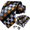 Papillon Moda Plaid Cravatta da uomo Set Alta qualità 8 cm Larghezza Collo Fazzoletto Gemelli Regalo di nozze d'affari per gli uomini DiBanGu