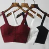 GKFNMT CROP TOP WOMEN CAMIS HALTER TOP WOMEN CAMISOLE 2021夏夏セクシーなノースリーブスリムローチェストボタンプラスサイズの衣服210306