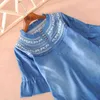 VANOVICH bestickte Sommer-Jeansblusen und Tops mit ausgestellten Ärmeln für Damen, wilde Mode, Freizeitkleidung 210615