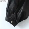 Zevity Frauen Mode O Neck Solid Black Short Smock Bluse Femme Sexy Backless Kimono Shirt Chic Lace Up Blusas Tops LS7669 210603