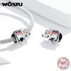 WOSTU 925 Sterling Silver Bead Colorful Elephant Charm Enamel Animal Pendant Fit Original Bracelet Necklace DIY Jewelry CQC1790 Q0531