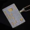 Full Iced Out Credit Card Pendant Necklace Mens Gold Silver Color Hip Hop Jewelry With Tennis Chain Charm CZ Jewelry Gifts X0707281G