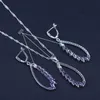 Natuurlijke zilveren kleur sieraden witte CZ sieraden sets voor vrouwen oorbellen hanger ketting oorbellen armband gratis geschenken doos H1022