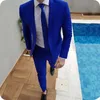 2021 Neue Ankunft Royal Blue Prom Anzüge Bräutigam Smoking Neueste Mantel Hosen Designs Herren Hochzeit Anzüge Männlich Slim Fit Jacke + Hosen + Krawatte X0909