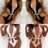 Hot Sexy Mulheres Biquini One-peça Bodysuit Beachwear Halter Backless Push-up Diamante Diamante Out Monokini Banhando Terno Novo Y0927