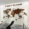 3D Mapa do mundo adesivo de parede Acrílico cor sólida de cristal parede com sala de estar sala de aula adesivos decoração de escritório idéias 220315