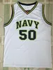 Mężczyzna Admiral David Robinson 50 Koszykówka Jersey Naval Academy Navy Mindshipmen Usna College Jerseys Blue Białe Koszulki S-XXL