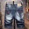 Retro Style Men's Ripped Summer Shorts 2021 Fashion Casual Hole Slim Short Jeans Five-point Denim Pants Male Clothing