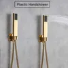 Golden Bathroom Shower Faucets Set 3Ways Rainfall System Wall Mounted 8 10 12039039 Shower Head Brass tub Spout Cold Mixer 3478286
