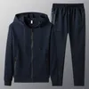 Spring Autumn Men Casual Tracksuit Two Piece Sets Mens Sports Suit Jacket+Pants Sweatsuit Male Sportswear Hoodies Clothing 220215