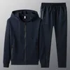 Primavera Autunno Uomo Casual Tuta a due pezzi Completo sportivo da uomo Giacca + Pantaloni Tuta da uomo Abbigliamento sportivo Felpe con cappuccio Abbigliamento 220215