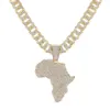 Moda Crystal Africa Map Mapa Naszyjnik dla kobiet Men039s Hip Hop Akcesoria Biżuter Choker Cuban Link Saif Prezent1923255