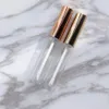 10ml Transparent Tom LipGloss Tube Wand Container Privat Etikett Läppglans Klar Rundflaska Rosa Silver Rose Gold Black