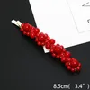 15 pièces/lot mode femmes couleur rouge perle pince à cheveux Snap Barrette bâton épingle à cheveux filles outils de coiffure accessoires de cheveux 1700 B3