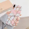 Plating Geometric Marble Phone Fodraler för Huawei P40 Lite P30 P20 Lite Pro Mate 20 Lite Glansig Mjuk IMD Telefon Tillbaka Cover